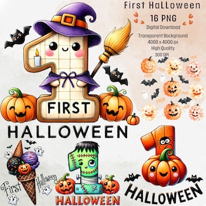 First Halloween PNG , Cute Halloween Clipart, Baby's 1st Halloween, 1st Halloween T-Shirt , My First Halloween, Sublimation Design Download