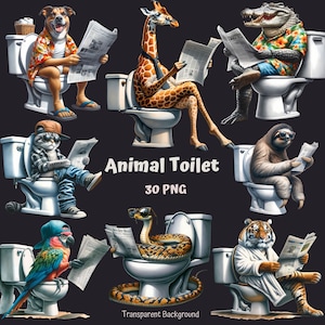 imágenes prediseñadas de baño de animales, impresión de baño de animales, decoración divertida de la pared del baño, animal divertido, animales de dibujos animados, impresiones de humor animal, imprimibles