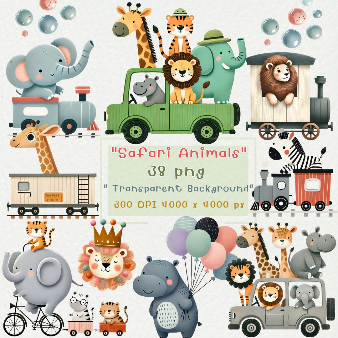 Aquarell süße Safari Clipart, Safari Clipart, Dschungeltiere Png, Löwe