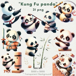 Kung Fu panda Clipart, panda png, panda clip art, karate clipart, kung fu panda png, kungfu panda, Animales bebés, Artesanías de papel, Sublimación