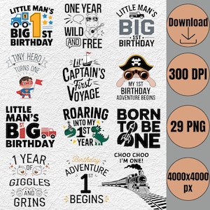 first birthday for boy PNG , Birthday Boy Toddler Shirt , Baby's 1st Birthday, 1st Birthday T-Shirt , My First Birthday, Sublimation Design