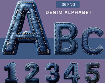 Denim Alphabet Clipart: Aquarell Jeans A-Z (PDF Download)