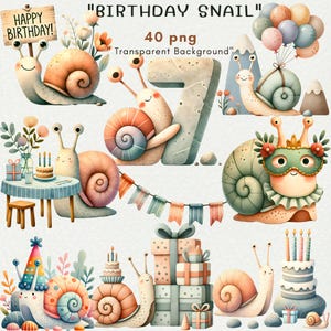 Schnecke Geburtstag Clipart, Aquarell Schnecke Clipart, Schnecke Clipart, kleine Tier Clipart, Liebe Saison PNG, Kinderzimmer Dekor, süße Tiere, Frühling