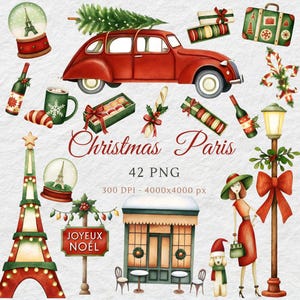 Weihnachten Paris, Salut Paris Clipart, Romantisches Frankreich, Croissant, Aquarell Paris Clipart, Romantisches Paris, Scandi Weihnachten
