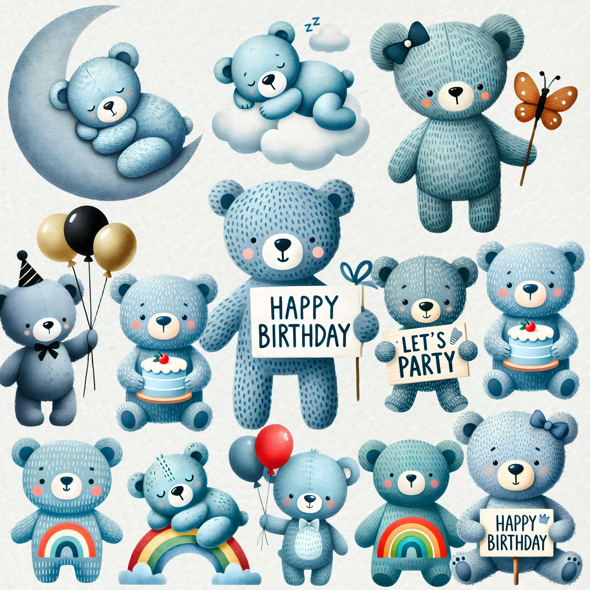 Blue Teddy Bear Clipart, Teddy Bear Clipart Png, Blue Birthday Png ...