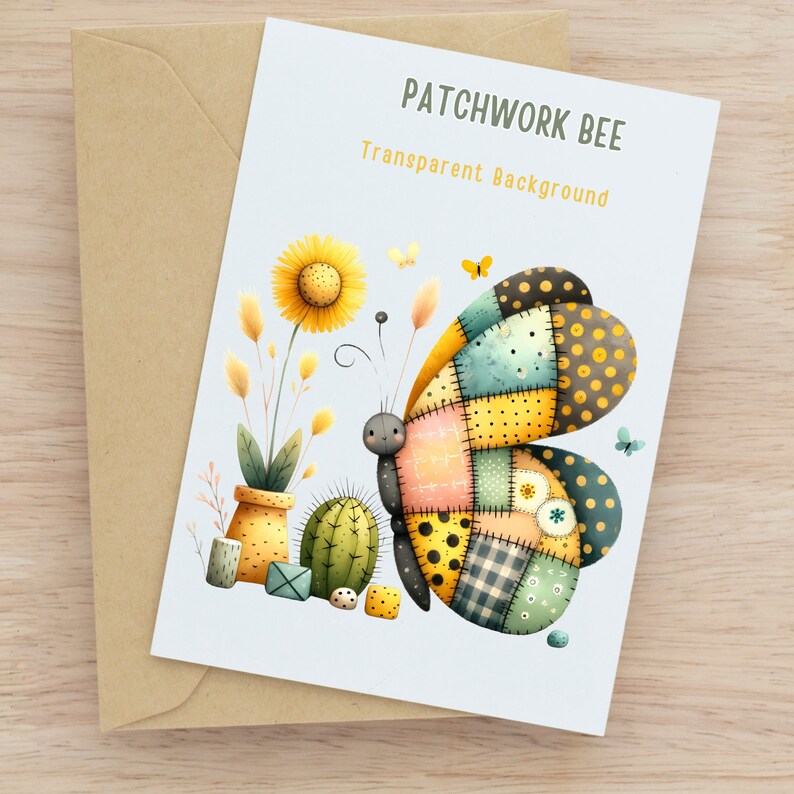 Patchword Bee Pattern Watercolor Patchwork Animal Clipart: Bee, Bird, Butterfly (digital ...
