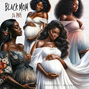 Clipart de mãe negra, clipart de dia das mães, mãe grávida, clipart de mãe pela primeira vez, clipart de mamãe, clipart de amor de mãe, clipart de berçário,