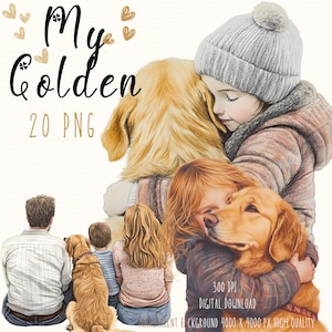 Golden Retriever Clipart , Dog Lover , Dog Clipart, dog artwork, moody animal art , moody dog , Instant Download, Wall Decor, Dog Lover Gift