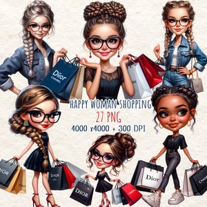 Femme faisant du shopping, Clipart Shopping, Fashion Girl, clipart fille commerçante, sac à provisions, sac shopping, Shopping Lady Graphics, Black Friday