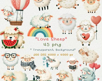 Cute Sheep Clipart, Sheep PNG, Sheep Farmer decoration, Nursery Clipart, Animals Baby Shower, Animal, Sheep art, Watercolor lamb clipart