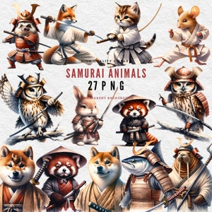 Animales samuráis, diseño de camiseta de gato samurai japonés, imágenes prediseñadas de animales manga, imágenes prediseñadas japonesas Tanuki, acuarela samurai png, uso comercial