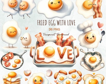 Fried Egg Clipart PNG, Funny Valentine's Day Graphics (Digital Download)