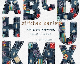 Denim Alphabet Clipart: Aquarell Jeans A-Z (PDF Download)