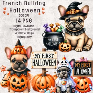 dog Halloween PNG , French Bulldog Halloween Clipart, My 1st Halloween PNG, My First Halloween, Halloween dog , Sublimation Design Download