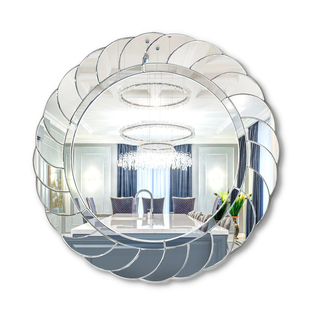 Art Deco-inspired Layered Circle Mirror Luxurious Multi-dimensional ...