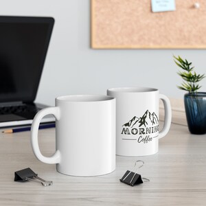 Morning coffee mug, cute coffee mug, cool coffee mug, outdoor mug, nature mug, mountain mug, hiker mug, hiking mug, coffee lover gift, cute image 5