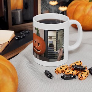 dwight pumpkin mug, the office, dwight schrute coffe mug, funny coffee mug, Halloween mug, Halloween office gift, pumpkin, Ceramic Mug 11oz