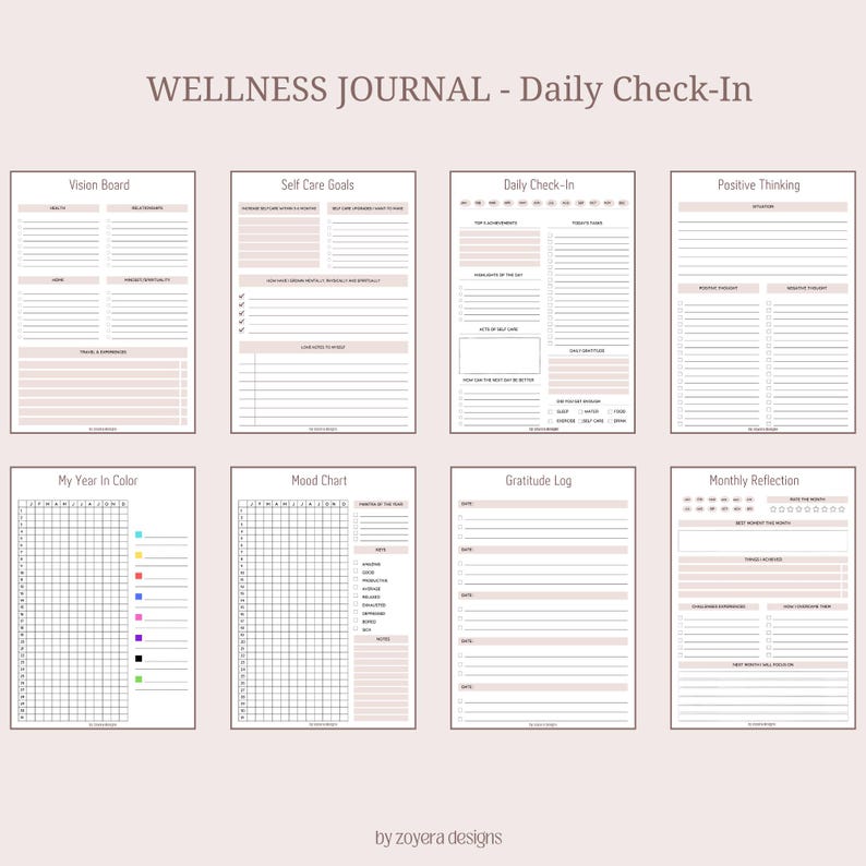 Printable Wellness Journal - Self-care & Mental Health Planner ...