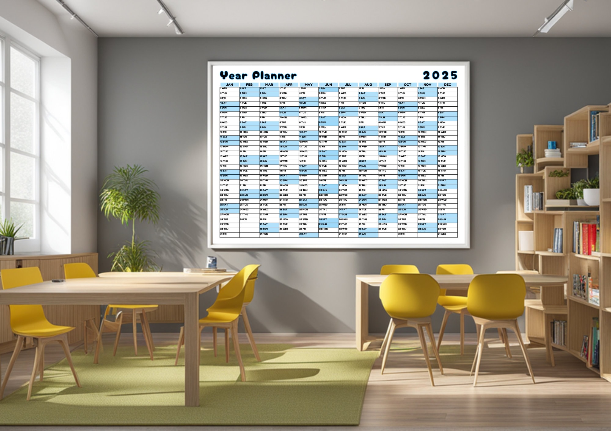 2025 Giant Wall Planner Printable 2025 Full Year Large Wall Calendar ...