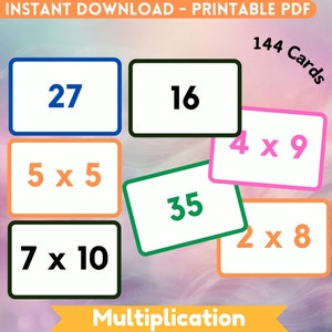 Flashkaart vermenigvuldigen Afdrukbare Flashcard vermenigvuldigen Homeschool Montessori Flashcard Tafel van vermenigvuldiging Kaart van vermenigvuldiging Kleuterschool