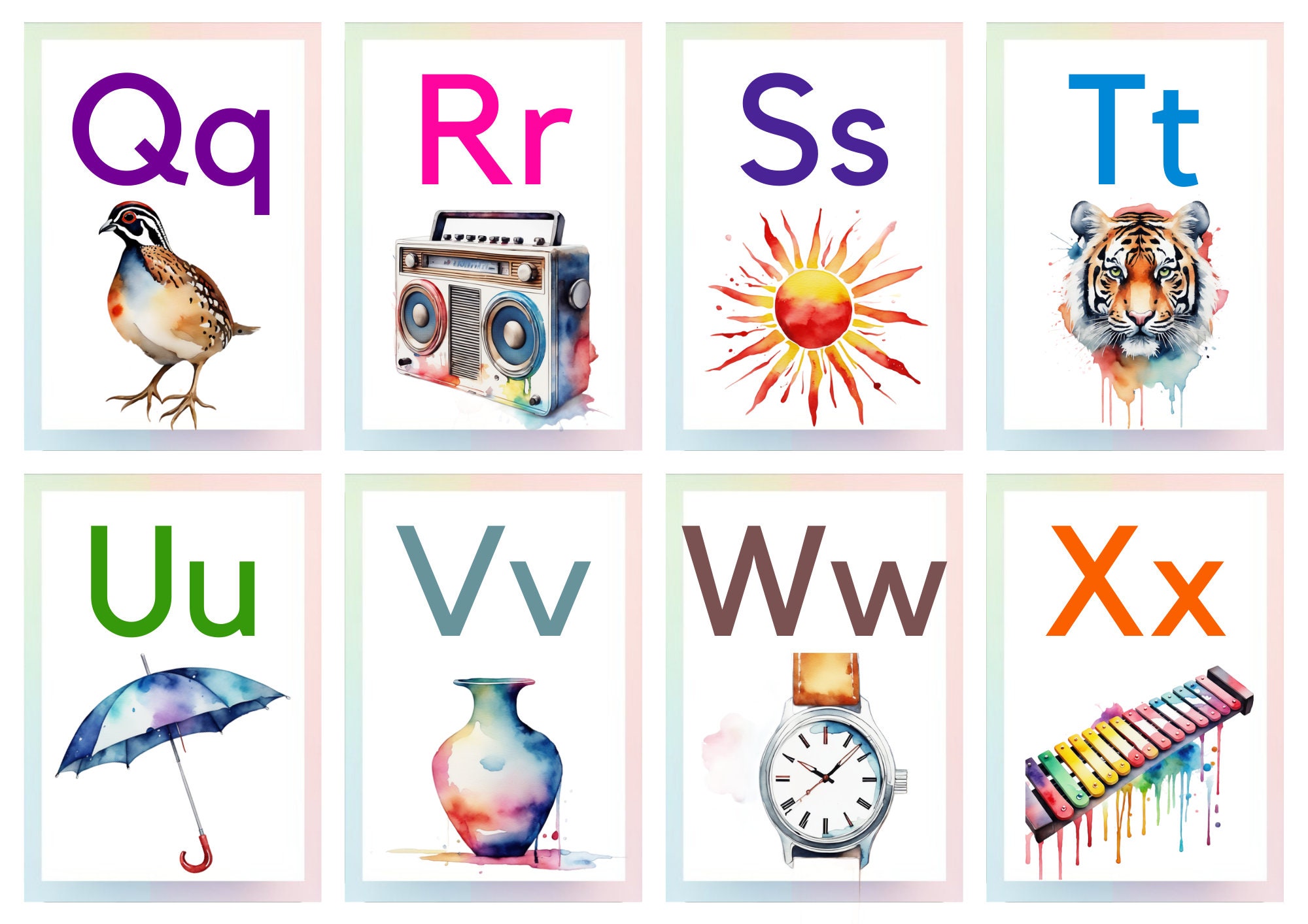 Alphabet Flash Card Printable Color Flashcard Alphabet 3-part Card ...