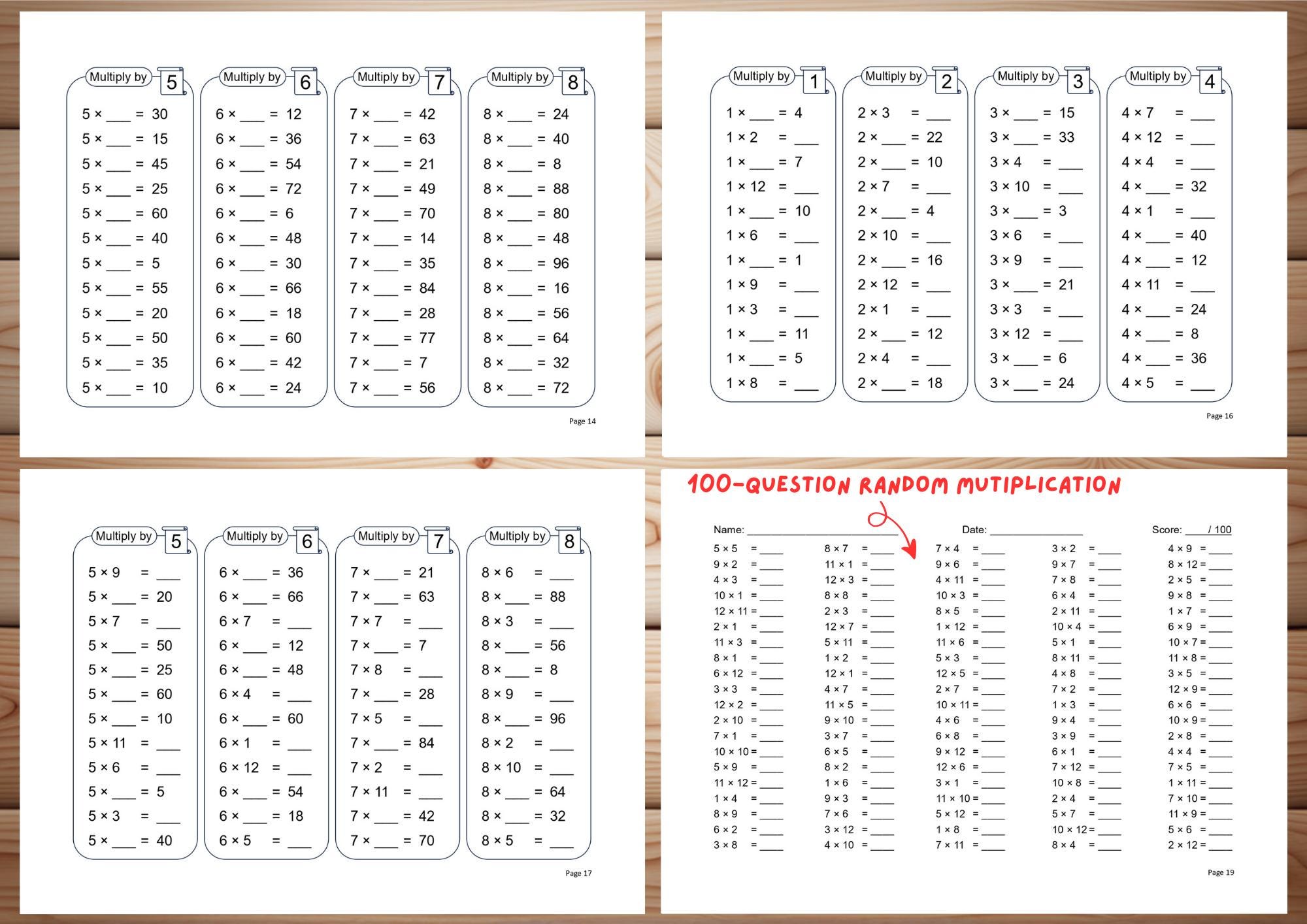 Multiplication Table Worksheet Printable Homeschooling Times Tables ...