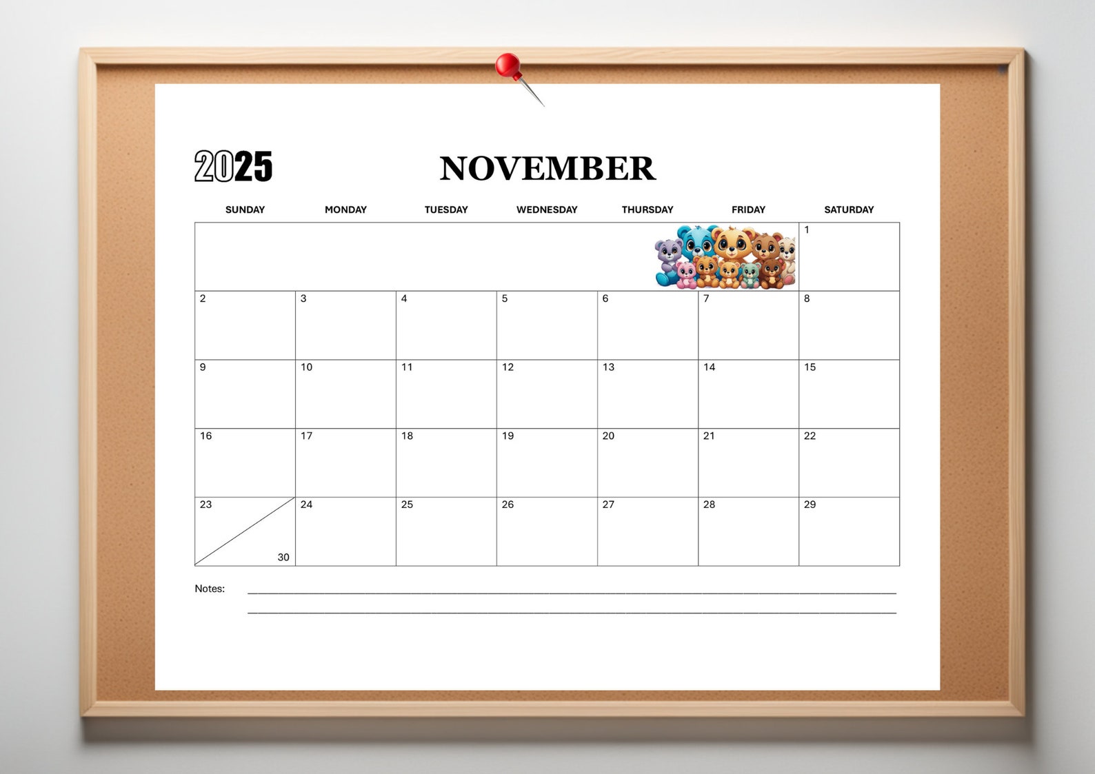 2025 Monthly Calendar Printable Cute Teddy Monthly Planner 2025 ...