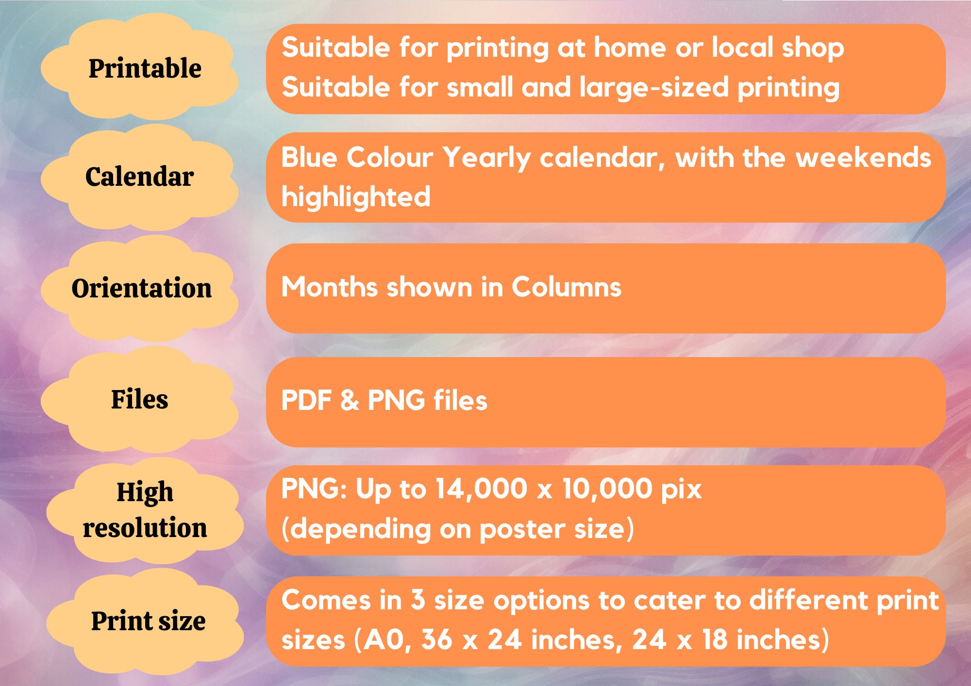 2025 Giant Wall Planner Printable 2025 Full Year Large Wall Calendar Pastel Blue Annual Planner