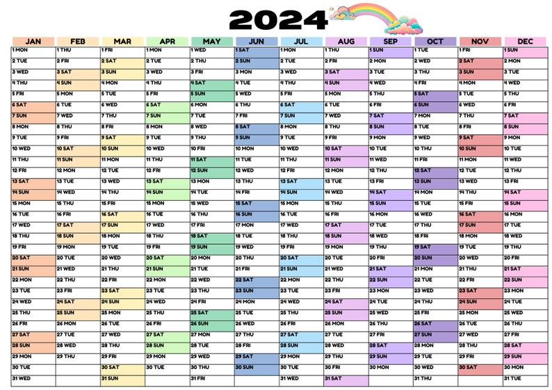2024 Wall Calendar 2024 Wall Planner Printable Yearly Calendar Giant ...