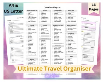 Travel Packing List Printable Vacation Checklist Customisable Holiday Planner Flight Checklist Budget Plan Daily Itinerary Clothes Packing