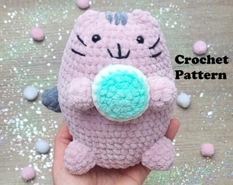 Crochet Cat Amigurumi PATTERN: Fluffy Kitten with Macaron (PDF Pattern)