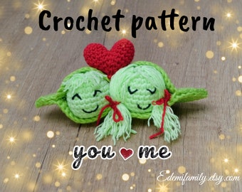 Green Pea Crochet Pattern: Valentine's Amigurumi Couple (PDF Pattern)