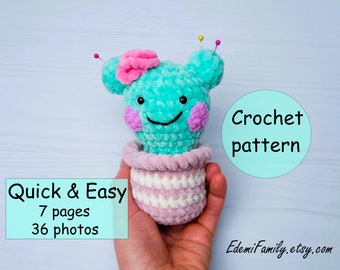 Crochet PATTERN Cactus Plant, Amigurumi Cactus Crochet Pattern, Simple & Quick Pattern for Beginners, Easy Kawaii Cacti Plants in Plush Pots