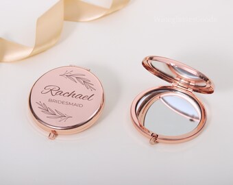 Miroir compact personnalisé - Miroir de maquillage de poche personnalisé, cadeaux de demoiselle d'honneur, cadeaux de douche nuptiale, cadeau pour maman, cadeaux personnalisés pour femme