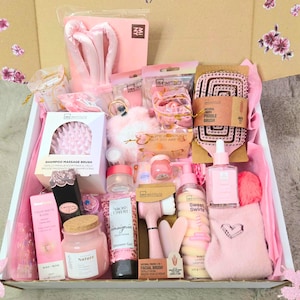 Paquete Premium Rosa Femenino / Hermoso Set de Regalo Rosa Pastel Suave / Más de 20 Productos de Belleza y Cuidado Personal / Caja de Cumpleaños con Estética Femenina
