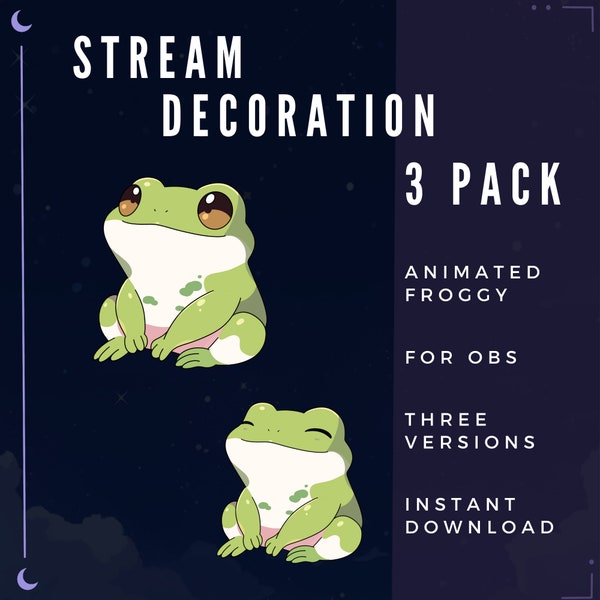 Animated Frog| Cute | Stream Decoration |  Stream Overlay | Vtuber-Assets | Twitch | OBS | Sleeping Frog | Froggy