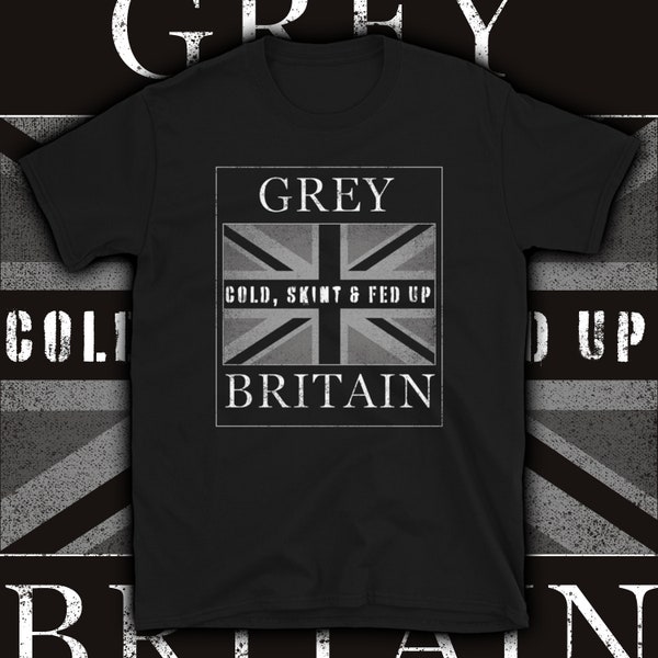 T-shirt gris Grande-Bretagne, tee-shirt union jack, marre, t-shirt Royaume-Uni, vêtements Coffin Nails