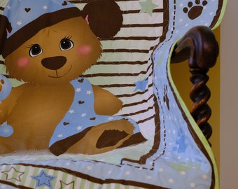 Handmade Baby Quilt | Puppy Panel Quilt