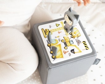 MeinBaby123® Toniebox Bezug | Aufkleber für Toniebox | Sticker Jungen | Schutzfolie | Kindergeburtstagsgeschenk | Toniebox Zubehör | Bagger