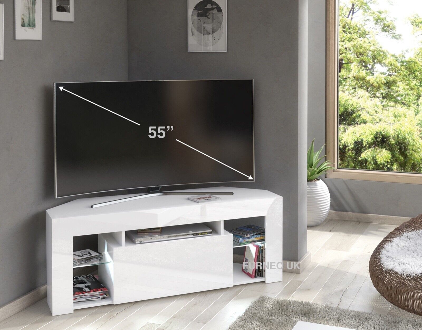 Tv white corner unit discount