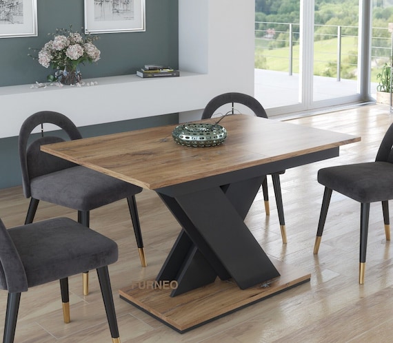 Furneo Modern Dining Table Only Extendable 120 160cm Oak Effect Tavolo 03 MDF Etsy