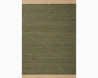 Handwoven Natural With Green Hemp Jute Rug Extra Large Jute Rugs Green Jute Rug Stripes Jute Rug Large Area Hemp Rug For Hallway Bedroom Rug