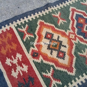 Handwoven Wool Rug Vintage Kilim Rug Decorative Flatweave Rug Handmade Rug Traditional Rug Living Room Kilim Jute Rug Outdoor Decorative Rug