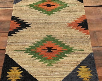 Handwoven Indian Natural Jute Hemp Area Rug  Bohemian Jute Rug Home Decor Rug, Custom Size Rug Handmade Rug Natural Fiber Rug