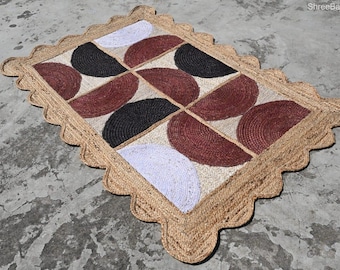 Braided Jute Area Rug – Handmade Natural Fiber Carpet with Geometric Design”Large Jute Braided Rug Eco-Friendly Handmade Farmhouse Area Rug”