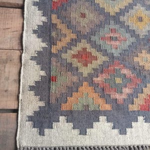 Handwoven Wool Jute Kilim Rug, Wool Jute Rug, Kilim Jute Rug, Indian Dhurrie Rug, Navajo Kilim Rug, Custom Rug, Flatweave Rug, Bohemian Rug