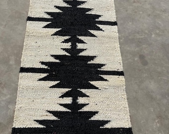 Black And White, Jute Runner, Jute Rug, Hemp Jute Rug, Vintage Jute Area Rug, Kitchen Jute Rug, Handmade Jute Rug, Jute Rug For Livingroom