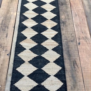 Black and white Hemp Jute Runner stair Runner Hemp Hallway Decor Hemp Jute Runner Hemp For Farmhouse Custom Size Hemp Carpet