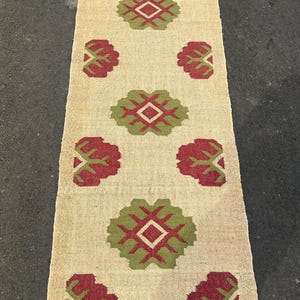 Handmade Kilim Runner Rug, Stair Decor Runner Rug, Handwoven Wool Jute Stair Runner, Hallway Runner, Vintage Wool Jute Kilim Runner,