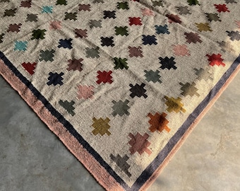 Handwoven Wool Jute Kilim Rug, Handmade, Area Kilim Rug, Flatweave Rug, 5x7 Ft Kilim Rug, Reversible Jute Kilim Rug, Navajo Rug, Custom Rug,